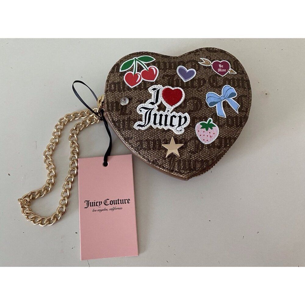 Juicy Couture All Things Juicy Zip Around Heart Wallet Be Mine‎ Chestnut Chino